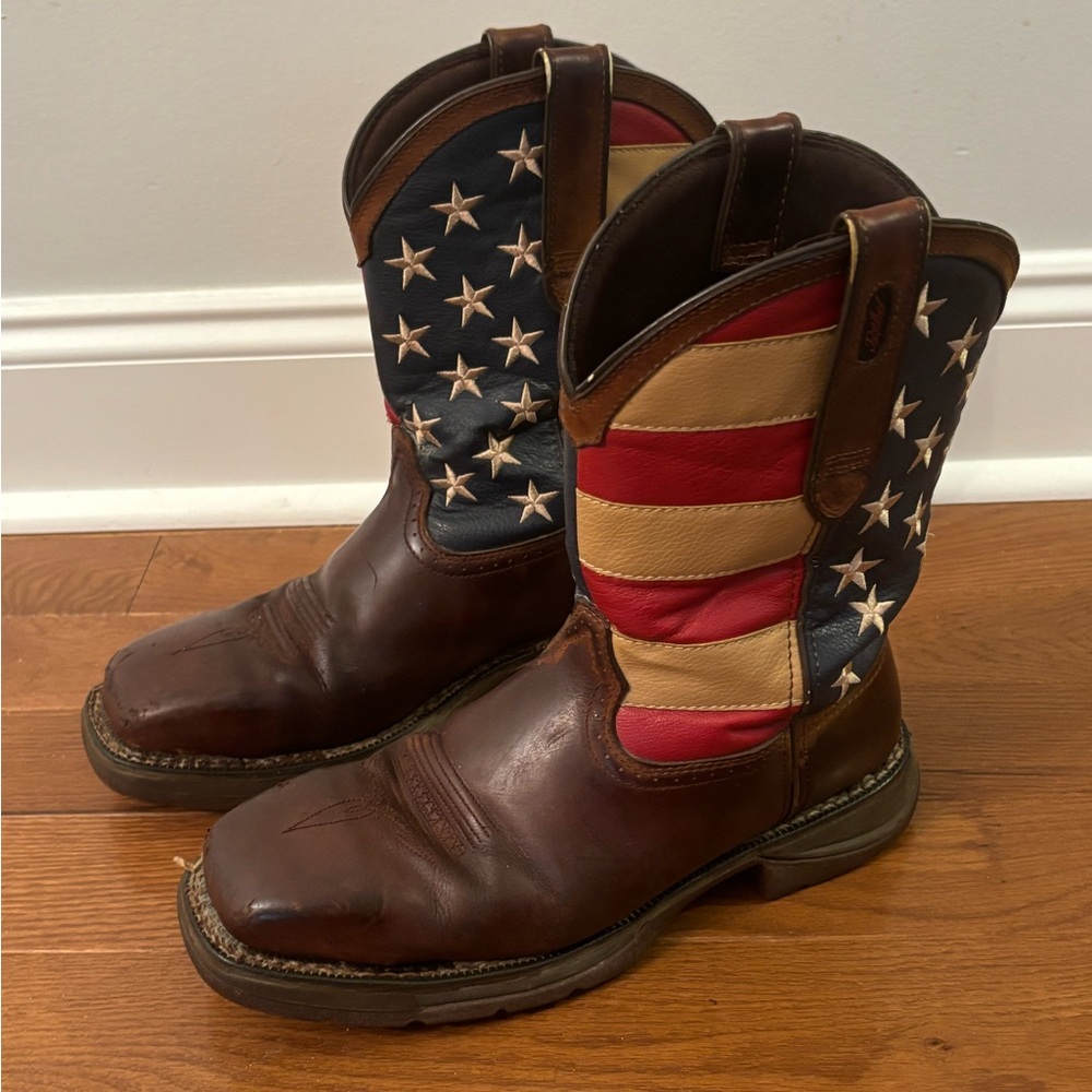 Durango USA Flag Steel Toe Work Boots Men’s 10 Brown Western